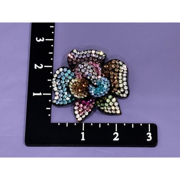 Kirks Folly Dream Flower Brooch Multicolor Pave Crystal Pin Pendant HSN - Picture 4 of 14